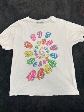 Daydreamer White Tee with Spiral Multicolor Tongue Graphic
